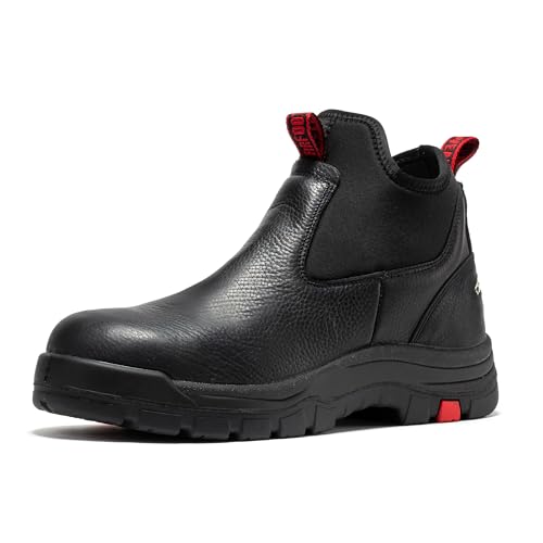 ROCKROOSTER Lanley Composite Toe 6" Black Waterproof Chelsea Work Boots for Men, ASTM Standard Safety Slip-On Boots CP3232