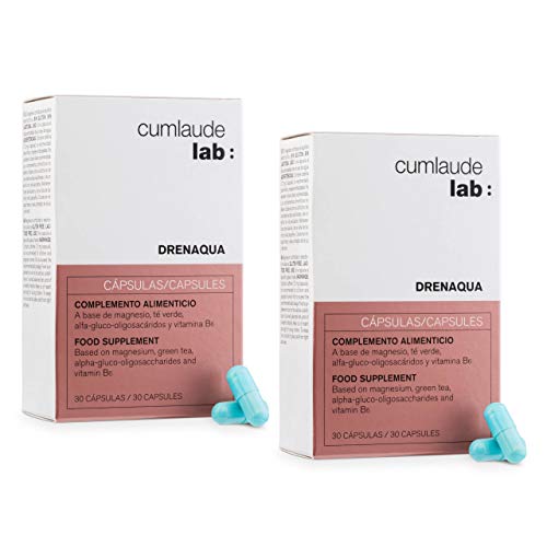 Cumlaude Lab Drenaqua (Duplo) - Complemento Alimenticio Diurético Para La Retención De Líquidos - Con Té Verde, Prebióticos, Magnesio Y Vitamina B6 - Pack De 2 X 30 Cápsulas