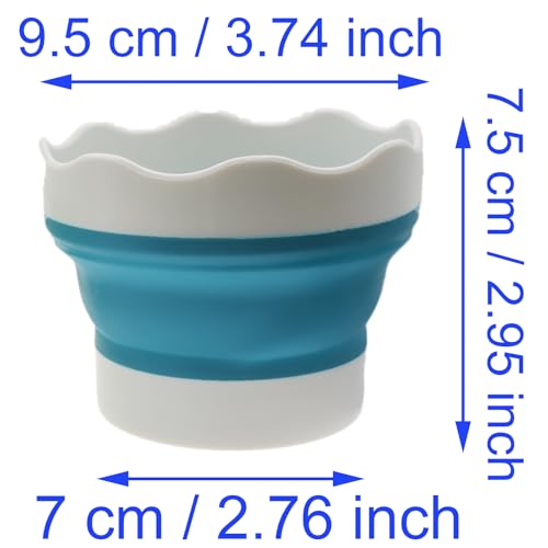 Image of 3 PCS Paint Brush Washer Silicone Mini Paint Organizer Cleaner Collapsible Brush Washing Bucket for Watercolor Oil Painting (Blue, Green, Yellow)