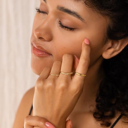 JSJOY Valentines Day Gifts for Her Initial Rings for Women Non Tarnish Signet Ring Set Stackable Letter A-Z Rings Dainty Gold Twisted Engagement Rings Birthday Wedding Gifts4