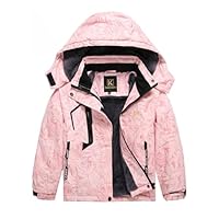 Keevoom Girls Winter Coats Size 8-10,Youth Pink Fleece Ski Coat Waterproof Riancoat Hooded Windproof Snowboarding Jackets