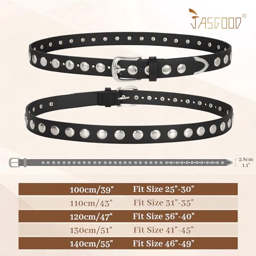 JASGOOD Women Studded Leather Belt for Jeans4