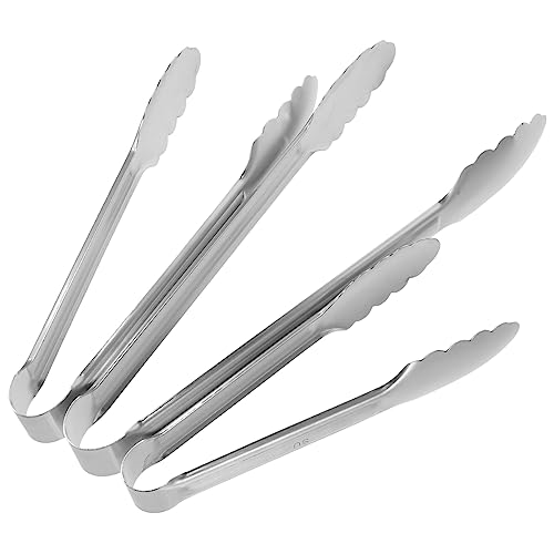 OUNONA 3 pcs Stainless Steel Food Tongs Kitchen Tongs for Serving Grilling and Barbecuing for Steaks Bread Vegetables and More Comfortable Grip for Home and Outdoor Use