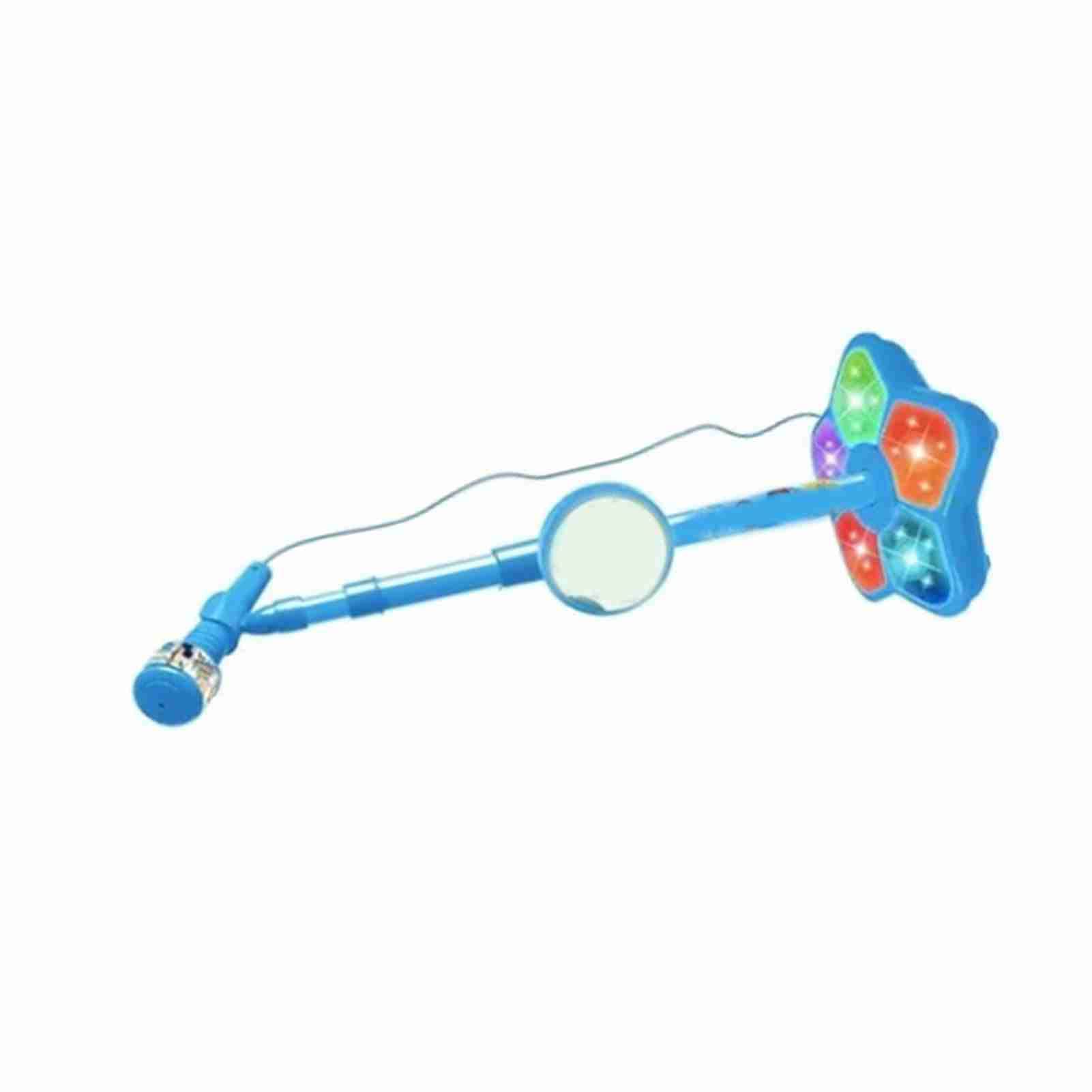 LICAEVEY Kid Microphone with Stand, Blue Toddler Mic Built in Lights Ideal for Children's Performances, Portable Plastic Toy Mic 8.3 Inch Diameter — view 4