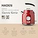 Haden Dorset 1.7 Liter Stainless Steel Electric Kettle, Hot Water Kettle with 360-Degree Base and Auto Shutoff, Rectory Red
