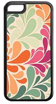 Wireless Phone Accessory Pastel Colors Flower Damask- Case for the APPLE IPHONE 5C ONLY-Hard Black Plastic Outer Case Book