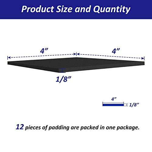 Image of Foam Padding Sheets with Adhesive Backing - Self Stick Neoprene Insulation Foam,12PCS 1 /8 Inch Thick X 4 Inch Long X 4 Inch Wide - Closed Cell Foam Sheet Square Pad