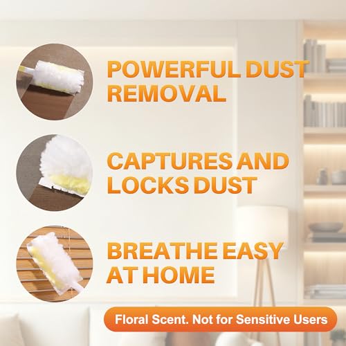 Image of JOYMOOP Disposable Electrostatic Duster for Cleaning, with 2 Handles & 48 Ct Yellow Heavy Duty Refills for Swiffer Feather Duster, Household Cleaning Tool for Electronics, Dusting Furniture, Blinds