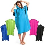 Fit-Flip Umziehhilfe Strand, Surf Poncho, Umkleidehilfe Damen, Kapuzenponcho, Surf Bademantel – Größe M, cyanblau