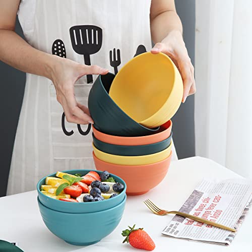 Kyraton Ciotole di plastica per cereali 8 pezzi 760ml, infrangibile e riutilizzabile ciotola leggera per riso Noodle Zuppa Snack Insalata Frutta BPA Free Lavastoviglie Safe (colore Mutil) - immagine 4