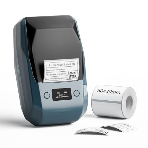 NIIMBOT M2 Label Maker with Tape 2Inch Thermal Transfer Support Color Ribbon Printing Bluetooth Sticker Printer for Office Small Business School Home Cable Storage Compatible with Phones & PC Blue