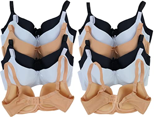 Image of ToBeInStyle Women's Pack of 6 Padded Assorted Styles Supportive Bras Cup Size - A to DDD