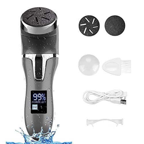 Electric Foot Callus Remover, Rechargeable Feet Callous removers, 3 Grinding Heads Portable Waterproof Foot File, Professional Pedicure Tools Feet Care for Dead, Hard Cracked Dry Skin-Black 1200mAh