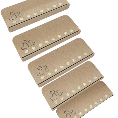 ACMEER 階段マット 滑り止め 犬猫階段滑り止めマット 蛍光 防音 15枚 転倒防止 折り曲げ キズ防止 可愛い猫 約55x22cm 騒音対策 厚さ (ライトブラウン)