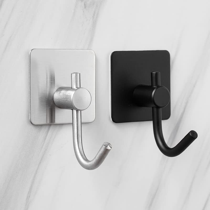 PASUTO Kitchen Sticky Hooks for Wall Towel Hanging Heavy Duty Stainless Steel Waterproof Hooks Wall Hanger for Bathroom Office Coat Hooks Clothes Hangers 90° Hooks Round H - Image 3