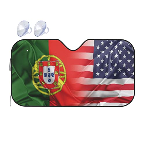 Couverture Pare-Brise Visière Pliable Drapeau Américain Portugais Voiture SUV M