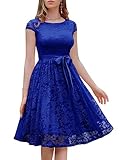 BeryLove Summer Dresses for Women 2023 Prom Wedding Guest Dresses Floral Lace for Women Graduation Dresses for Teens Cocktail Bridesmaid Formal Sexy Backless Evening Party Dress 7016 RoyalBlue-L