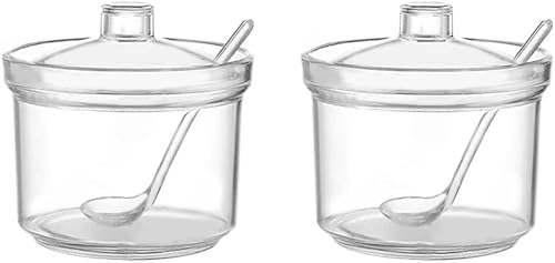 2 piezas de acrílico limpio con tapa y cuchara
