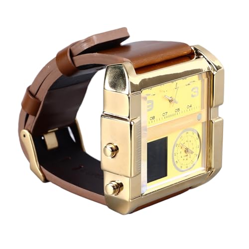 Brrnoo Herren-Digitaluhr, Sport-Chronograph, Dreifache Zeitanzeige, LED, Großes Zifferblatt mit Lederarmband für Outdoor- und Indoor-Aktivitäten