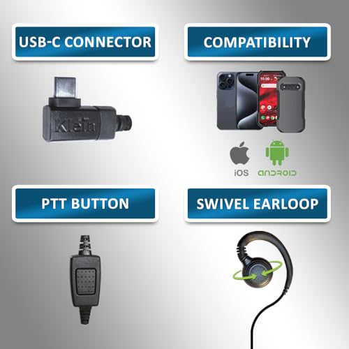 Auricular PTT USB-C sobre la oreja Klein Electronics para sistemas Android e iOS 7