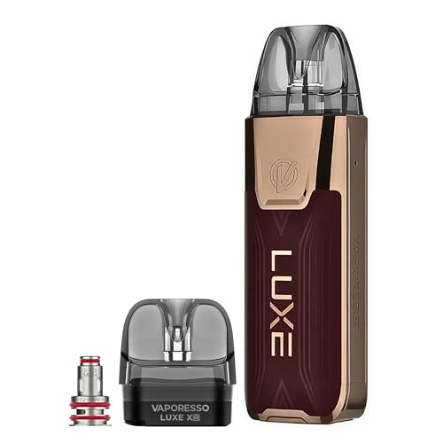 VAPORESSO Luxe XR Max 2 Kit [Imperial Red Leather] - 3200mAh Battery - PODS: Luxe X Luxe XR Pods and GTX Coils - 80W Bottom Fill Button Activation Adjustable Airflow - Nicotine Free