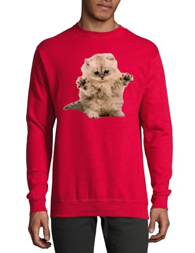 Pull en coton chaton rouge : vêtements décontractés pour femme