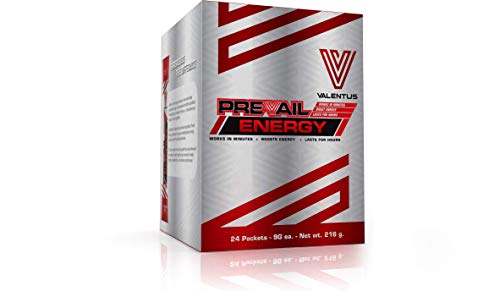 Valentus Prevail Natural Energy Boost - 100% Pure Ingredients Cherry Flavored Drink Mix, 24 Sachets (9g Each)