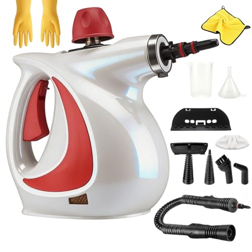 2026 Nuevo Vaporeta Limpieza Hogar Móvil, 1050w Vaporeta De Mano Potente Con Bloqueo De Seguridad Y 9 Accesorios, Limpiador a Vapor Portátil Presurizado Para El Baño, Ventanas, Cocina (Rojo)