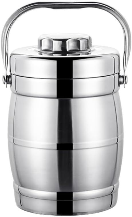 Stainless Steel Lunch Box Double-layer Insulation Pot With Rice Barrel Circular Fresh-keeping