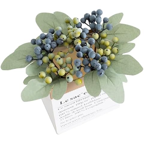 ASTRQLE 4 Pcs Lifelike Blue Berry Stems Cover