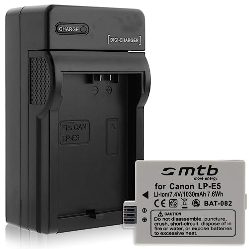 Batería + Cargador (Coche/Corriente) para Canon LP E5 / EOS 450D, 500D, 1000D / Rebel T1i, XS, Xsi