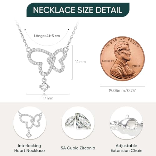 Image of Gifts for Mother Daughter Necklace -14K Gold Plated Interlocking Circles Zirconia Pendant Necklace, Dainty Mom Necklace for Women, Birthday Mother's Day Jewelry Gift for Her