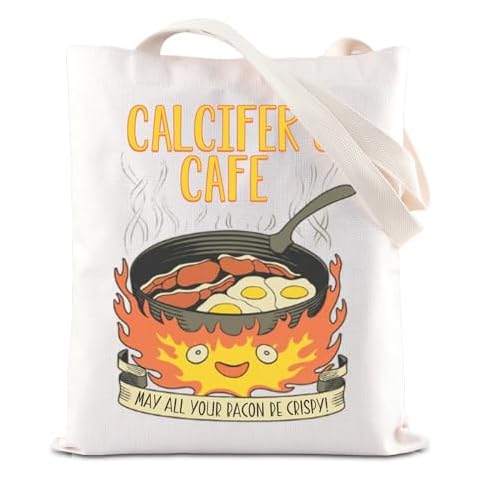 FOTAP Calcifer's Cafe Canvas Tote Bag Anime Lover Gift Anime Fire Gift Japanese Anime Inspired Gift (Calcifer's Cafe T) Cover