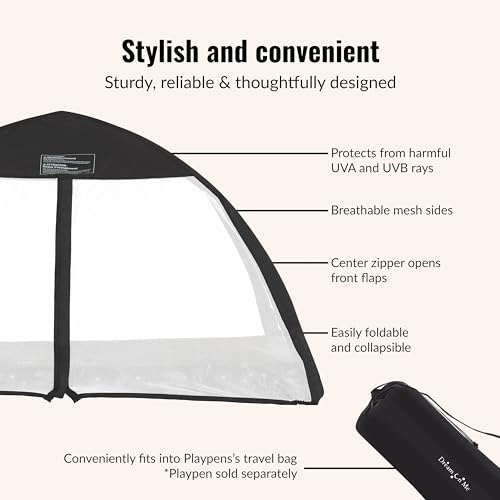 Image of Dream On Me Ziggy Canopy - Black /White, Compatible with Ziggy Square Playpen, UV, Rain & Bug Protection, Foldable & Travel-Friendly