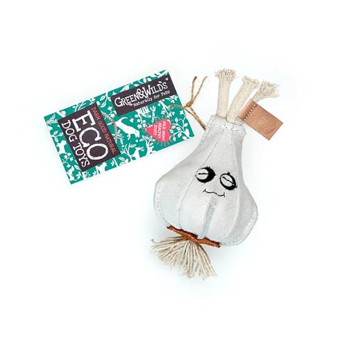 Green & Wilds Eco-Friendly Natural Dog Toy - Gary the Garlic, Off-White