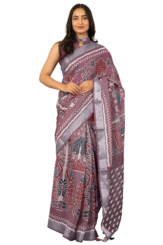 Image of MIRCHI FASHION Saree for Woman Cotton Blend Printed | Traditional Ethnic Sari for Ceremonial Use and Farewell with Blouse Piece