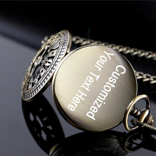 Image of Men's Mechanical Hollow Design Hand Wind Pocket Watch Roman Numerals Steampunk with Chain Box