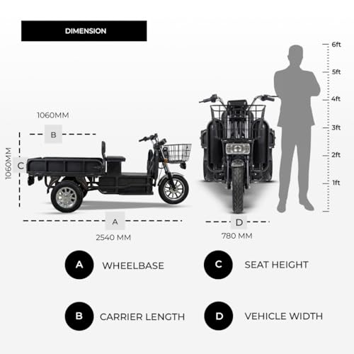 Image of Enfinity Zupiter XL Low Speed 3-Wheeler Electric Loader Scooter with 60V Lithium-Ion Battery & Charger, 80-90 km Range, 600 kg Weight Capacity, Non-RTO