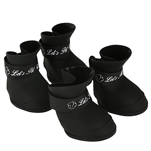 Haustier Hundestiefel, 4PCS Silikon Nette wasserdichte Stiefel Anti Rutsch Gummisohlen für Outdoor (Größe 2.0 'x 1.57in)
