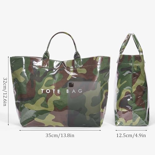 Image of Lushandy PVC Tote Bag for Women Jelly Beach Bag Top Handle Hobo Handbag | Water-Resistant, Wipe Clean, Lightweight