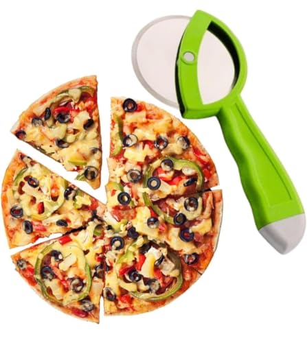 Image of Stainless Steel Pizza Cutting Machine | Sharp Rotary Wheel Cutter for Pizza, Roti, Paratha, Pastry & Kitchen Use (Multicolor)