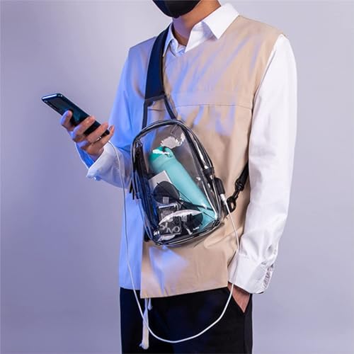 O-TBOST Clear Bags with USB Port Stadium Approved Crossbody Sling Bag Backpack Purses for Women Men