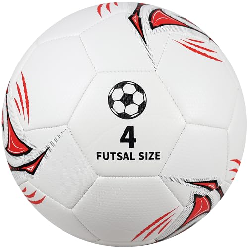 JPHNAN Futsal Ball Size 4 Low Bounce Soccer Ball White/Red