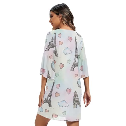 Robe de plage hawaïenne pastel aux manches 3/4 fluides et légères - 2