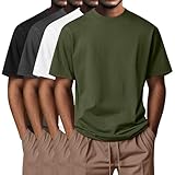 Neer 4 Pack Men's Big and Tall Shirts Summer Cotton Short Sleeve Tee Crew Neck Casual Top Basic Oversize T Shirts(Black, White, Army Green, Dark Gray,7X-Large)