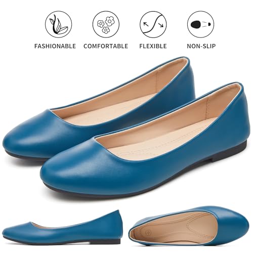 Image of Hash Bubbie Women's Flats Shoes Ballet Flats Dress Shoes Comfortable PU Leather Slip on Shoes for Women