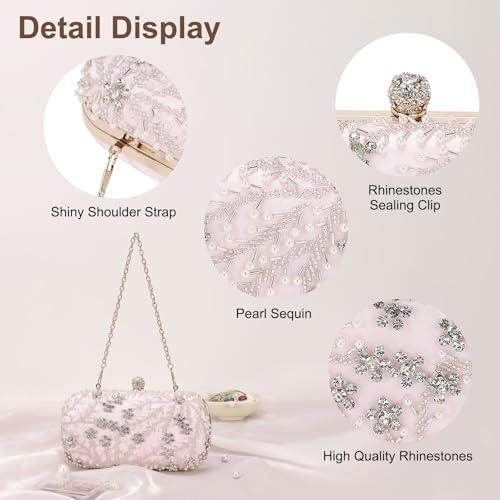Image of DTGN Evening Bags Clutch Purses for Women Formal, Bridal Purses Rhinestone Handbags Shoulder Bag with Chain Sparkly
