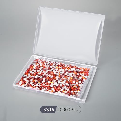 Image of 10000PCS Orange Rhinestones Bulk, Flat Back Crystal Glass Stone Round Gems,SS16, 3.8-4.0mm