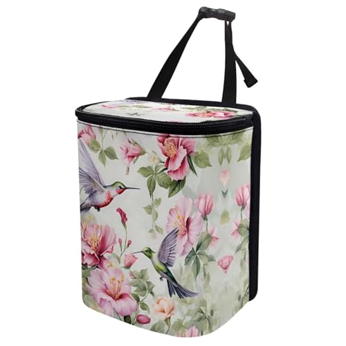 Image of DISNIMO Hummingbird Floral Car Trash Can Easy-to-Install Car Accessory Interior, Western Aztec Leak-Proof Car Garbage Can Bin Organizer Storage Bag for the Back Seat of Any Cars, Sedans, SUVs & Trucks