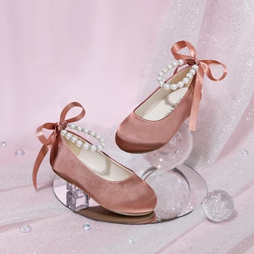 Image of Felix & Flora Girls Toddler Little Ballet Shoes - Flower Girls Mary Jane Flats Dress Shoes Party Wedding